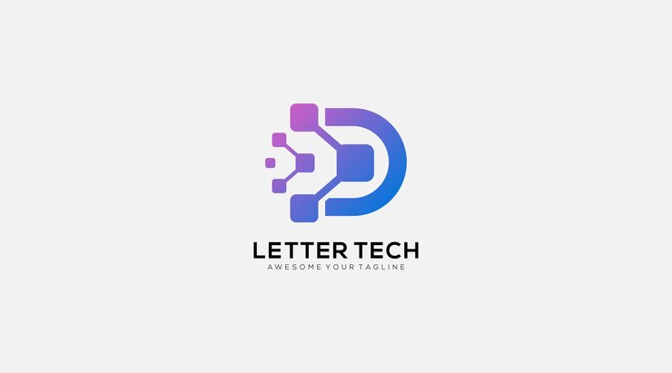 Vetor modelo de design de logo digital da letra inicial d