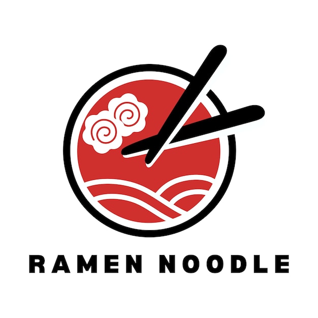 Modelo de design de logo ramen de macarrão ramen japonês