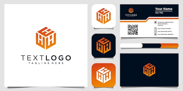 Modelo de design de logotipo abstrato letra h inicial e cartão de visita