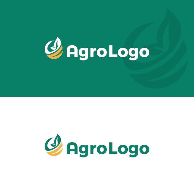 Vetor modelo de design de logotipo agro folha sobre fundo verde vetor de agricultura conceito de fazenda