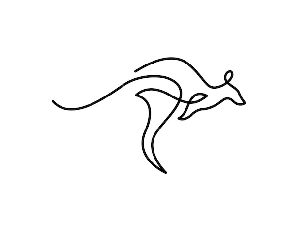 Modelo de design de logotipo canguru de arte em linha