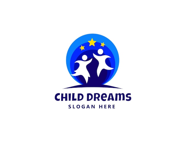 Vetor modelo de design de logotipo childs dream play kids education