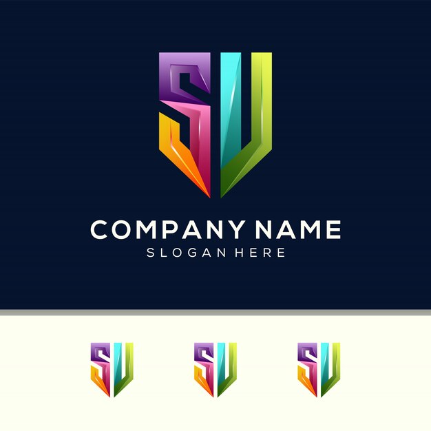 Vetor modelo de design de logotipo colorido carta sv premium vector