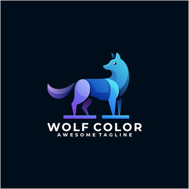 Modelo de design de logotipo colorido da wolf