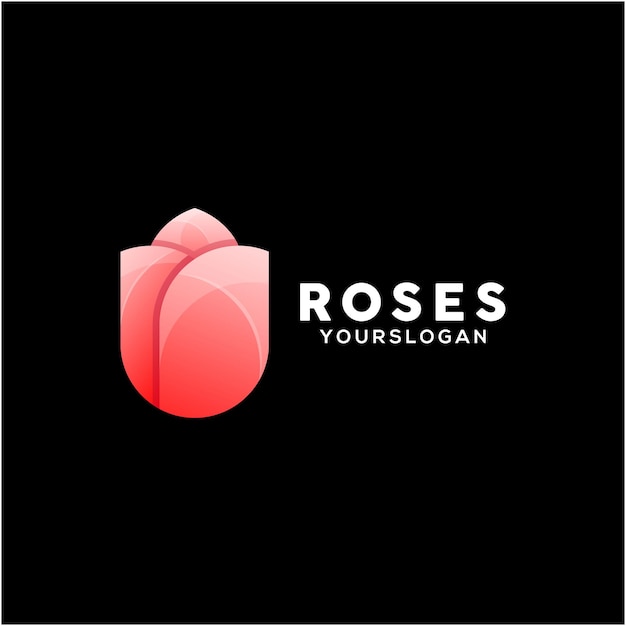 Modelo de design de logotipo colorido de rosas