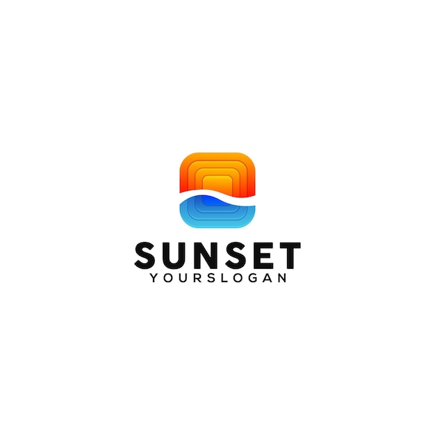 Modelo de design de logotipo colorido do pôr do sol