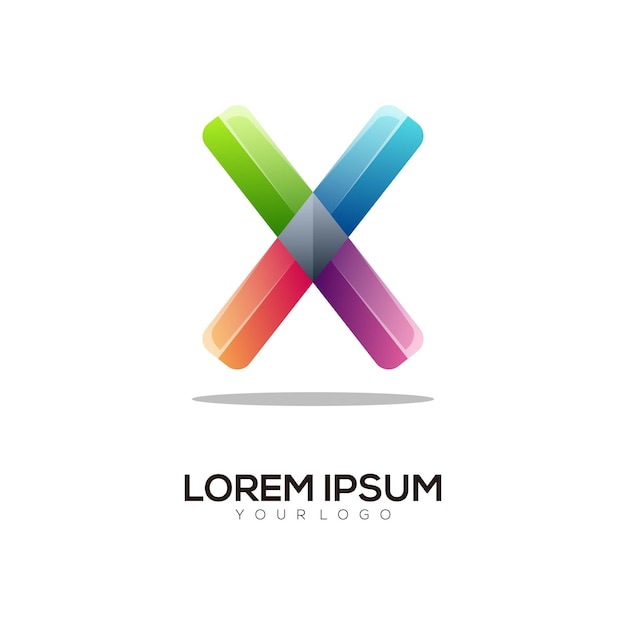 Modelo de design de logotipo colorido letra X moderno