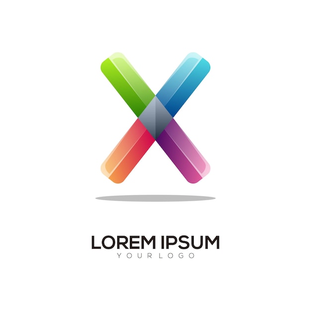 Vetor modelo de design de logotipo colorido letra x moderno