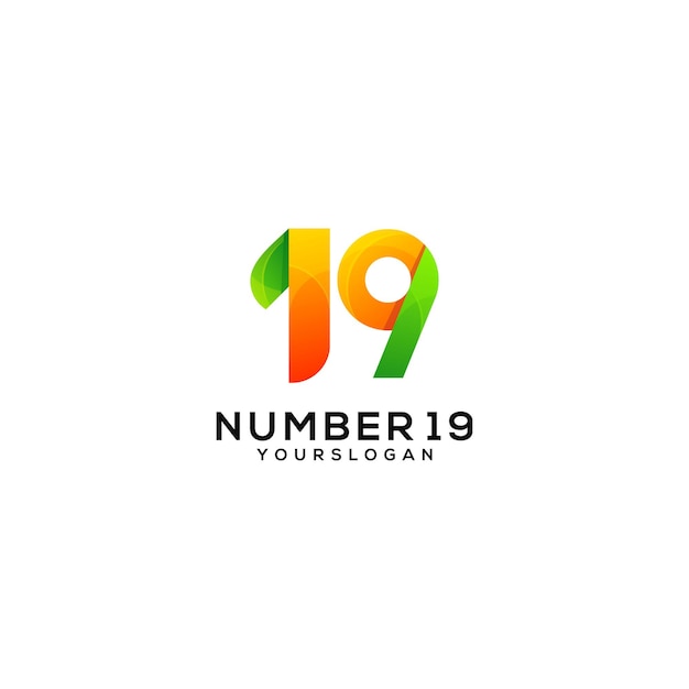 Vetor modelo de design de logotipo colorido número 19