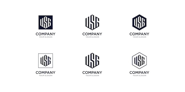 Modelo de design de logotipo com iniciais de usg