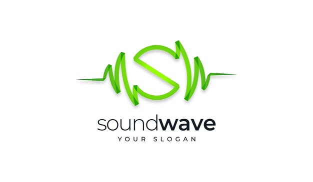 Vetor modelo de design de logotipo criativo de soundwave da letra