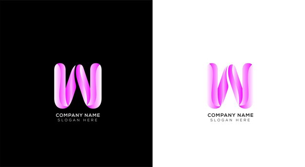Vetor modelo de design de logotipo criativo gradiente letra w com preto e branco