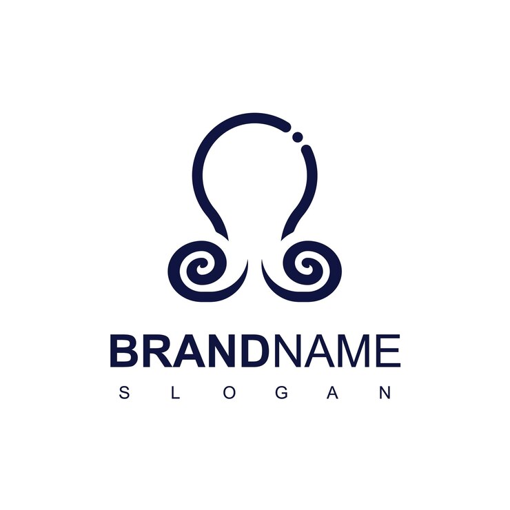 Vetor modelo de design de logotipo da blue line octopus