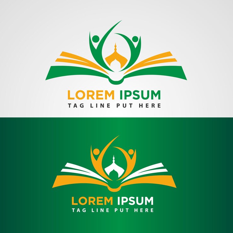 Modelo de design de logotipo da comunidade muçulmana e mesquita com ícone de homem