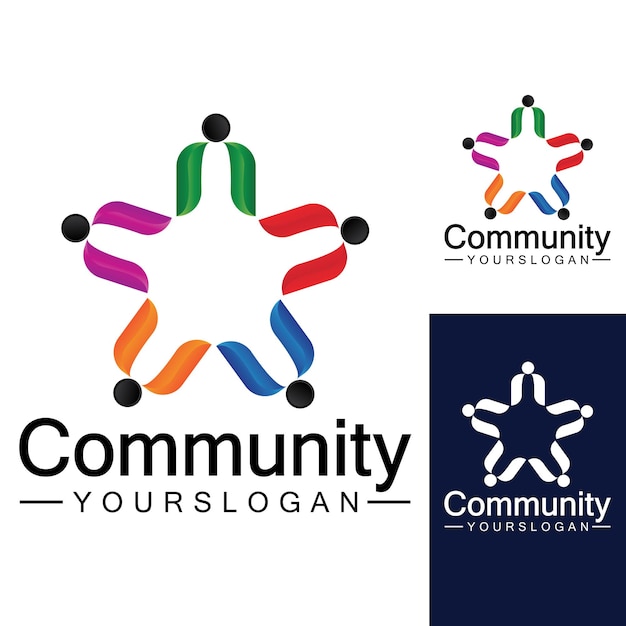 Modelo de design de logotipo da comunidade para equipes ou grupos de rede e design de ícone social