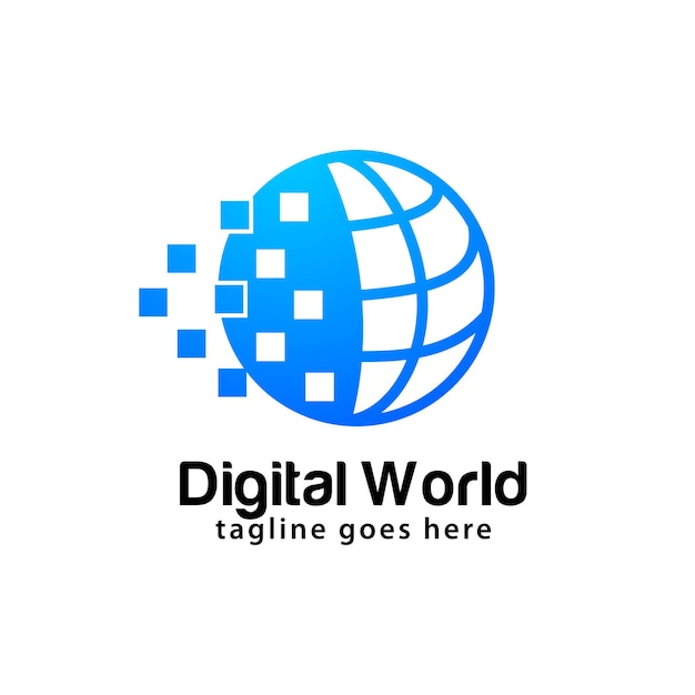 Modelo de design de logotipo da digital world