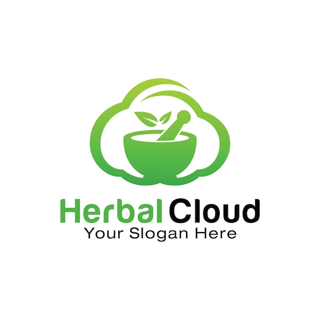 Modelo de design de logotipo da herbal cloud