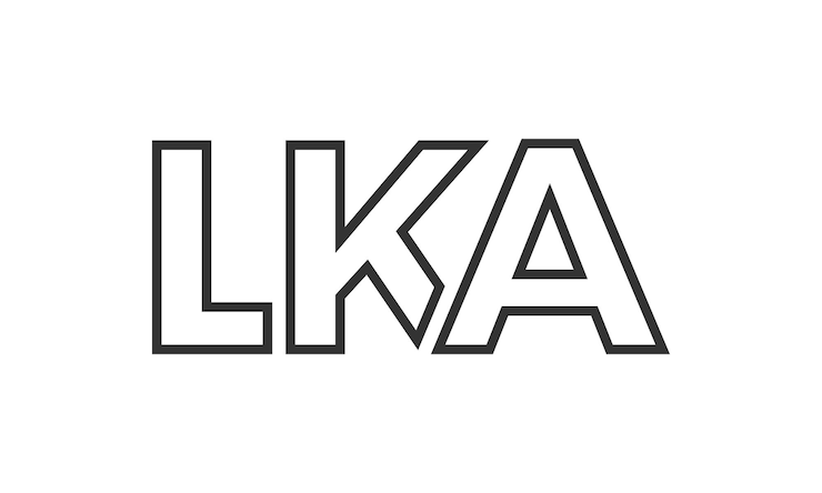 Vetor modelo de design de logotipo da lka com texto em negrito forte e moderno logotipo vetorial baseado em inicial com tipografia simples e minimalista identidade da empresa de moda