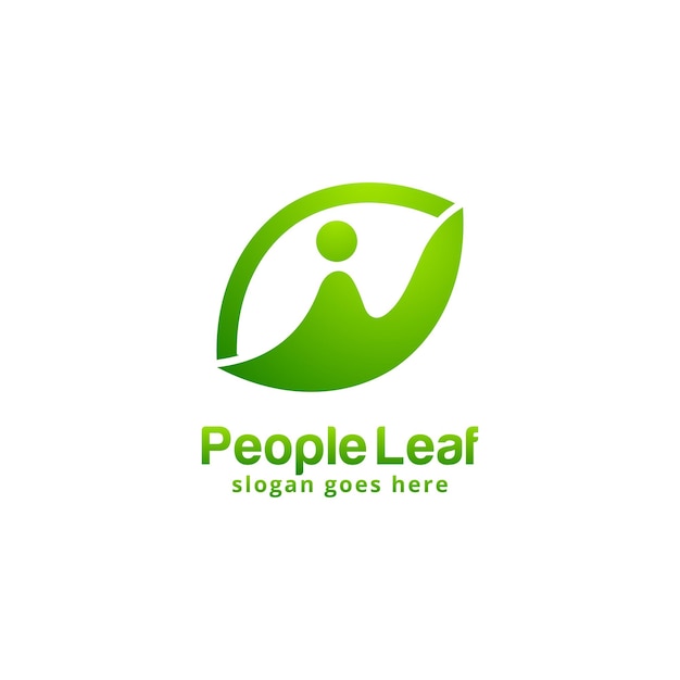 Modelo de design de logotipo da people leaf