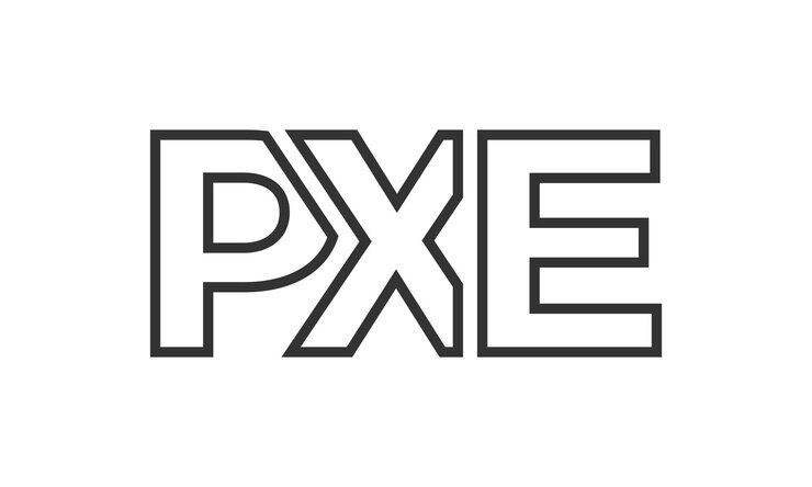 Vetor modelo de design de logotipo da pxe com texto em negrito forte e moderno logotipo vetorial inicial com tipografia simples e minimalista identidade da empresa de moda