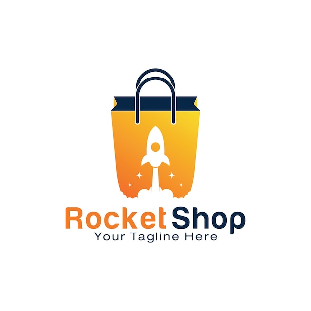 Modelo de design de logotipo da rocket shop