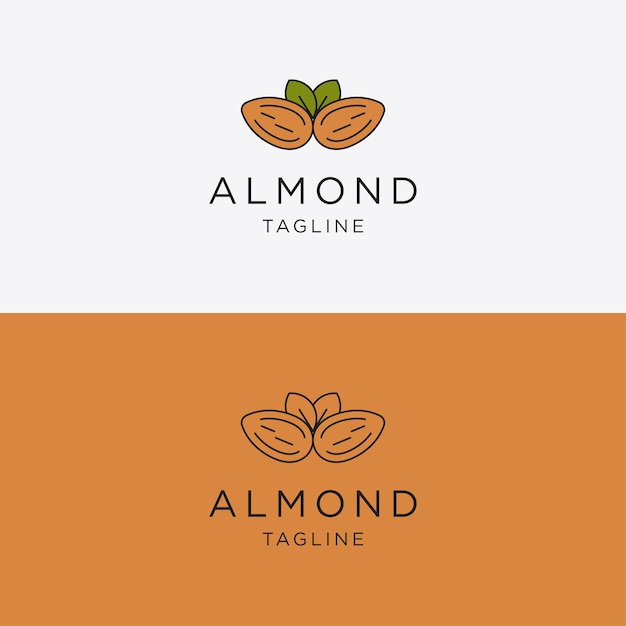 Modelo de design de logotipo de amêndoa de nozes