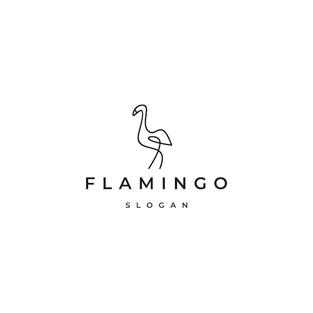 Vetor modelo de design de logotipo de arte de linha flamingo