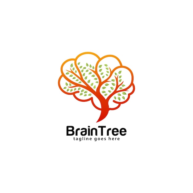 Modelo de design de logotipo de árvore do cérebro