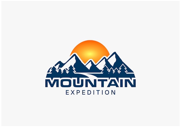 Vetor modelo de design de logotipo de aventura de expedição de montanha