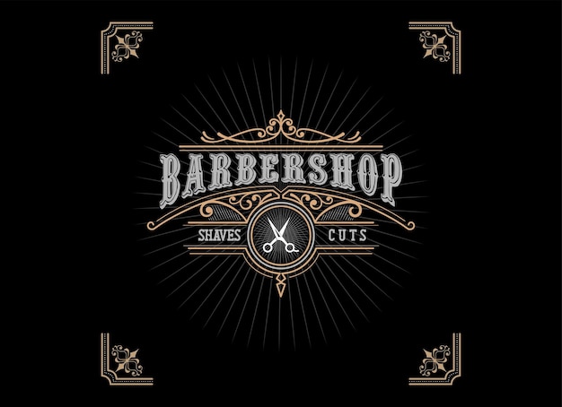 Modelo de design de logotipo de barbearia estilo vintage