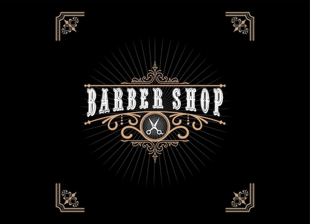 Modelo de design de logotipo de barbearia estilo vintage