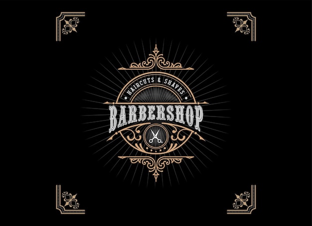 Modelo de design de logotipo de barbearia estilo vintage