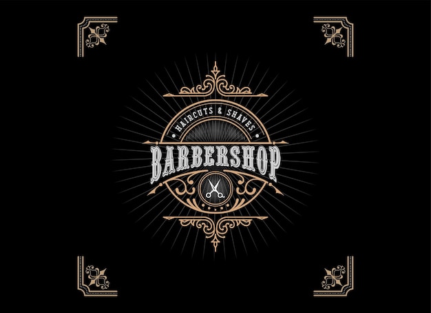 Vetor modelo de design de logotipo de barbearia estilo vintage