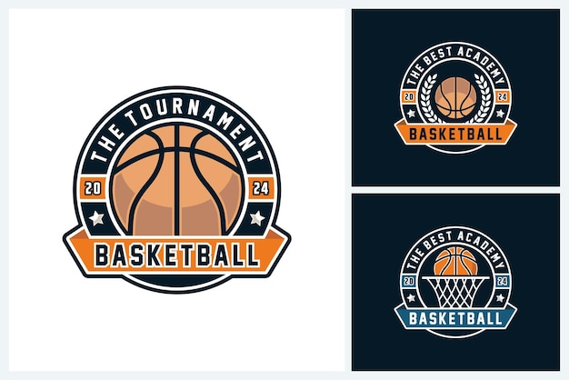 Modelo de design de logotipo de basquete Emblema da equipe de basquetebol Desenho de logotipo do torneio de Basquetebol