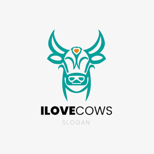 Modelo de design de logotipo de cabeça de vaca