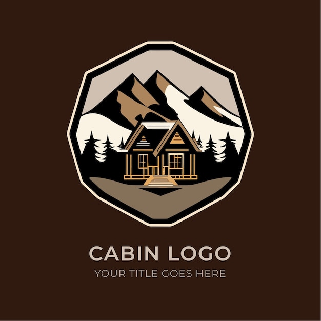 Vetor modelo de design de logotipo de cabine ilustração vetorial de uma cabana de madeira nas montanhas