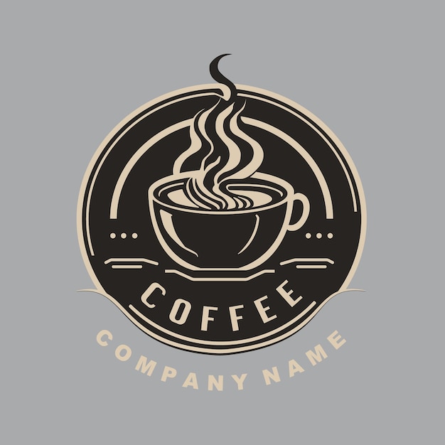 Modelo de design de logotipo de café com ideia de emblema de café vetorial para cafeterias e empresas de café