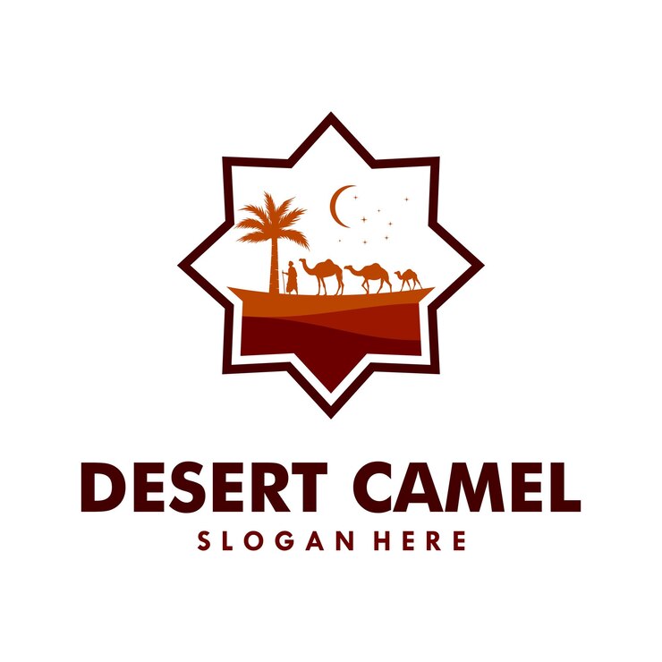 Vetor modelo de design de logotipo de camelo do deserto