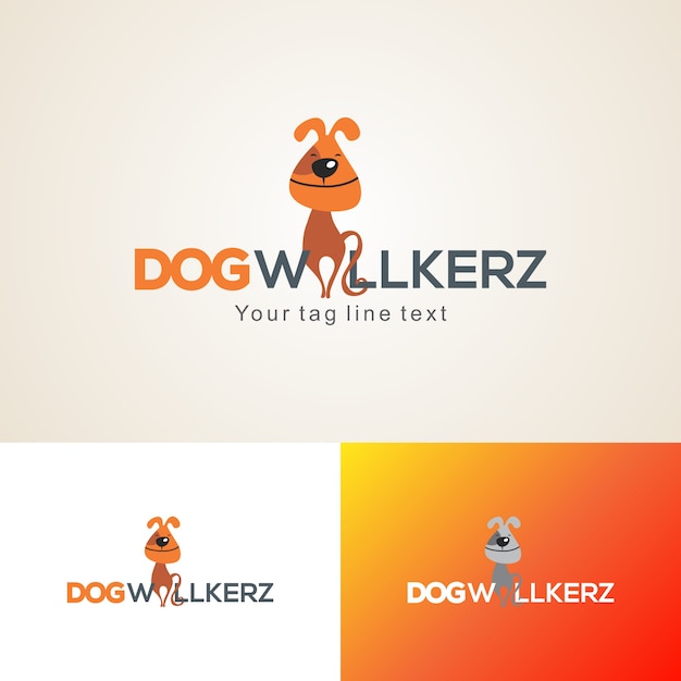 Vetor modelo de design de logotipo de caminhantes de cão criativo