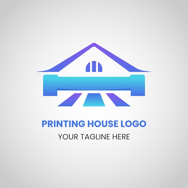 Modelo de design de logotipo de casa de impressão gradiente