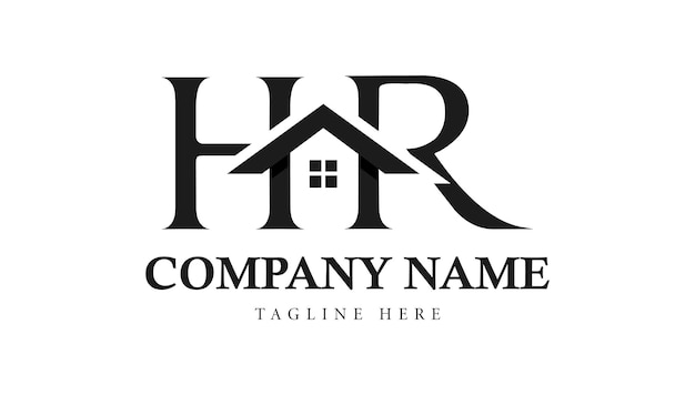 Modelo de design de logotipo de casa ou carta de imóveis de rh