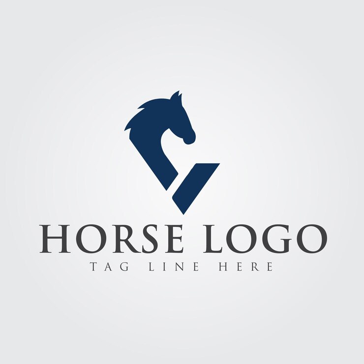 Modelo de design de logotipo de cavalo com letra V