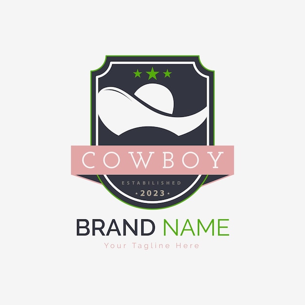 Modelo de design de logotipo de chapéu ocidental de cowboy para marca ou empresa e outros