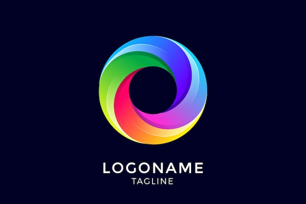 Modelo de design de logotipo de círculo colorido e torcido