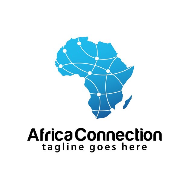 Vetor modelo de design de logotipo de conexão com a áfrica