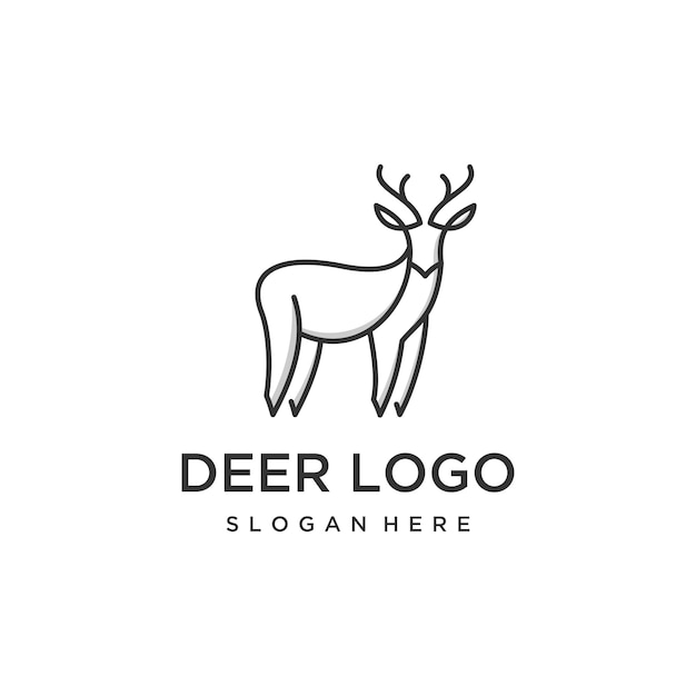 Modelo de design de logotipo de contorno de veado. design premium deer logo