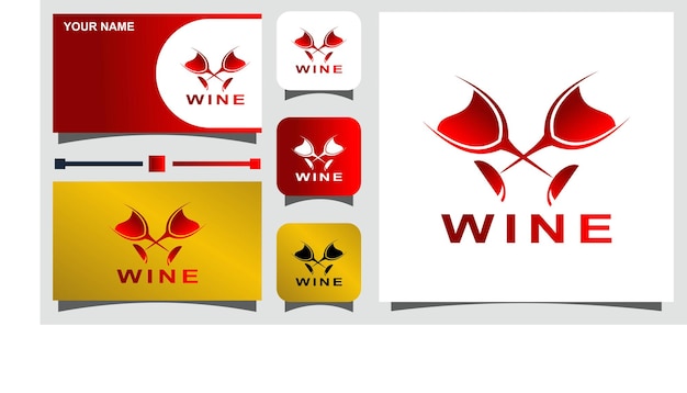 Modelo de design de logotipo de copo de vinho vetor premium