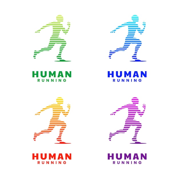 Vetor modelo de design de logotipo de corrida humana