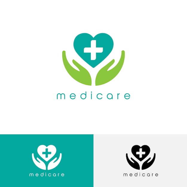 Vetor modelo de design de logotipo de cuidados cardíacos vetor modelo de logotipo de vetor de cuidados médicos