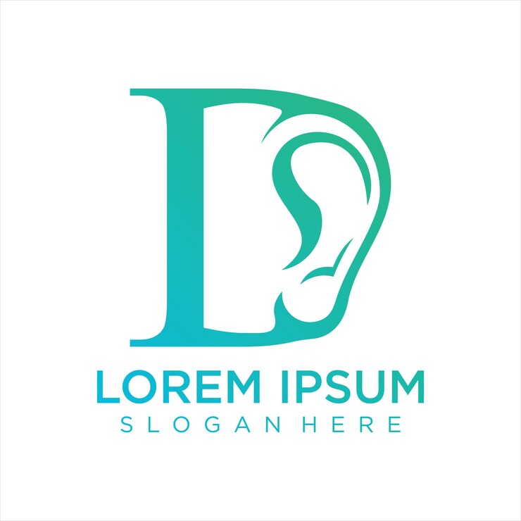 Vetor modelo de design de logotipo de cuidados com os ouvidos com elemento criativo premium vector
